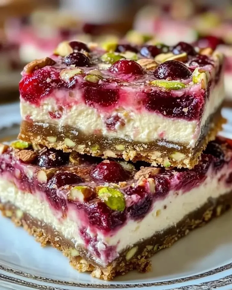 Cherry Pistachio Cheesecake Bars Recipe