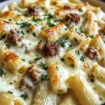 Garlic Sausage Alfredo Rigatoni Recipe