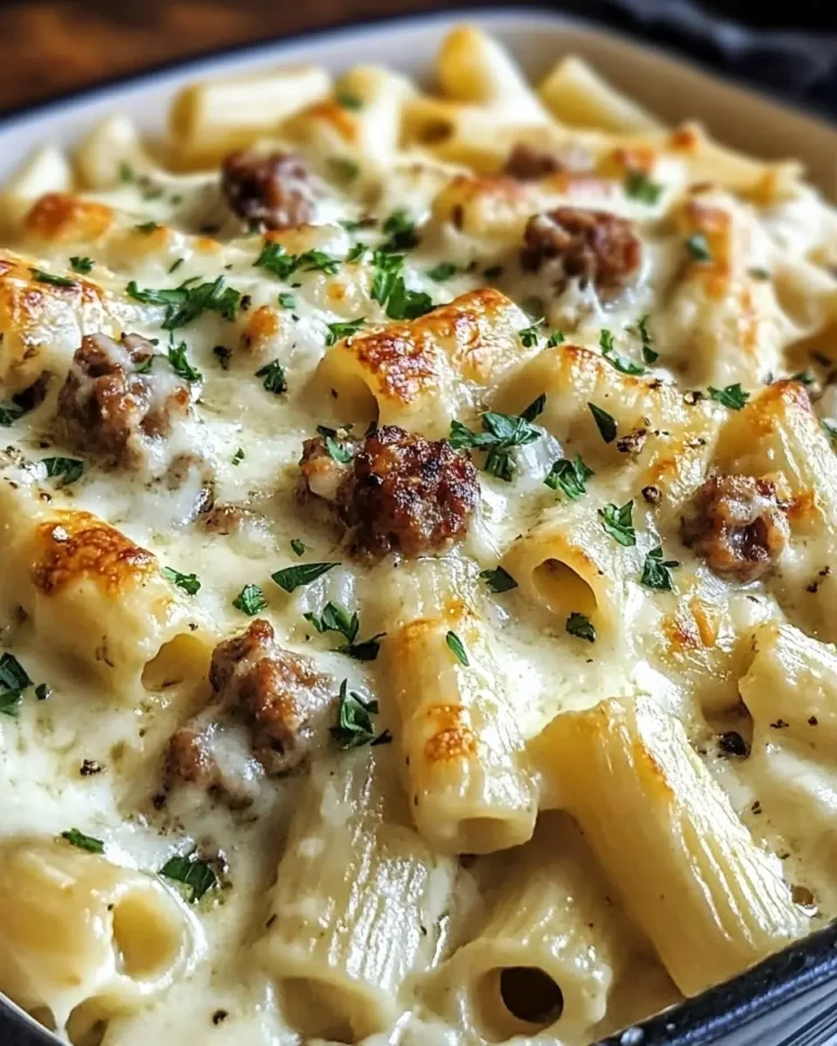 Garlic Sausage Alfredo Rigatoni Recipe