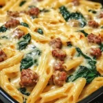 One-Pan Creamy Penne with Spinach and Italian Sausage