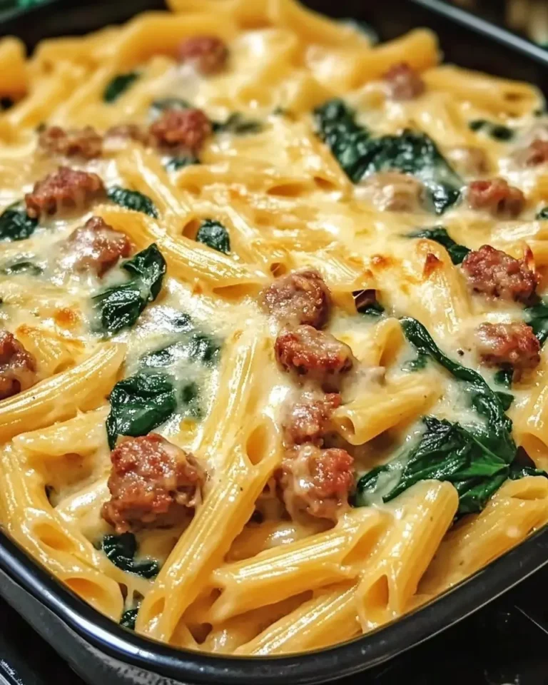 One-Pan Creamy Penne with Spinach and Italian Sausage