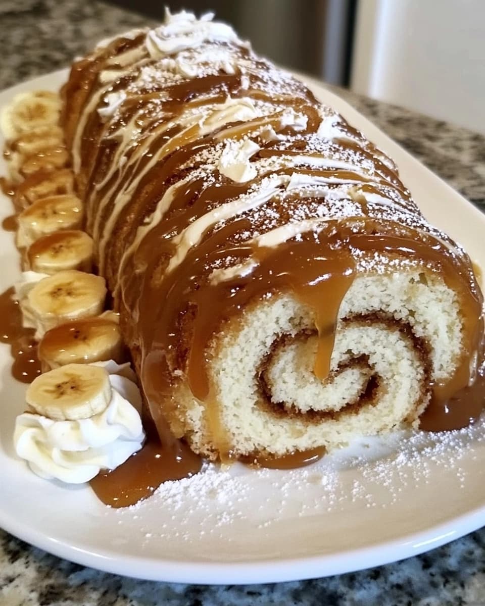 Caramel Banana Cake Roll Recipe
