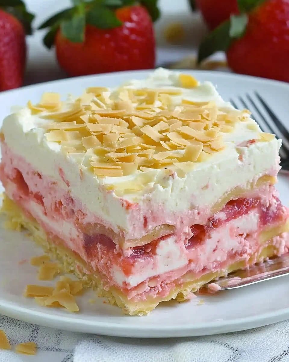 No Bake Strawberry Jello Lasagna