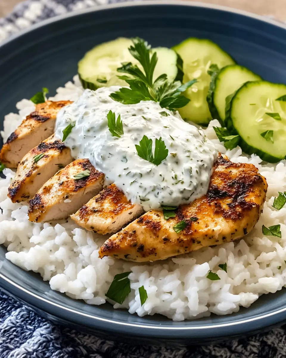 Dump and Bake Chicken Tzatziki with Rice