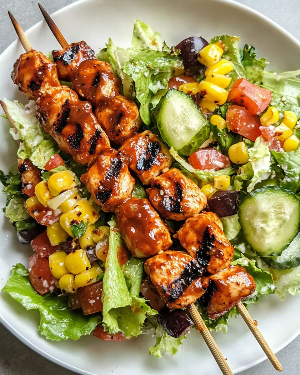 BBQ Chicken Skewer Salad