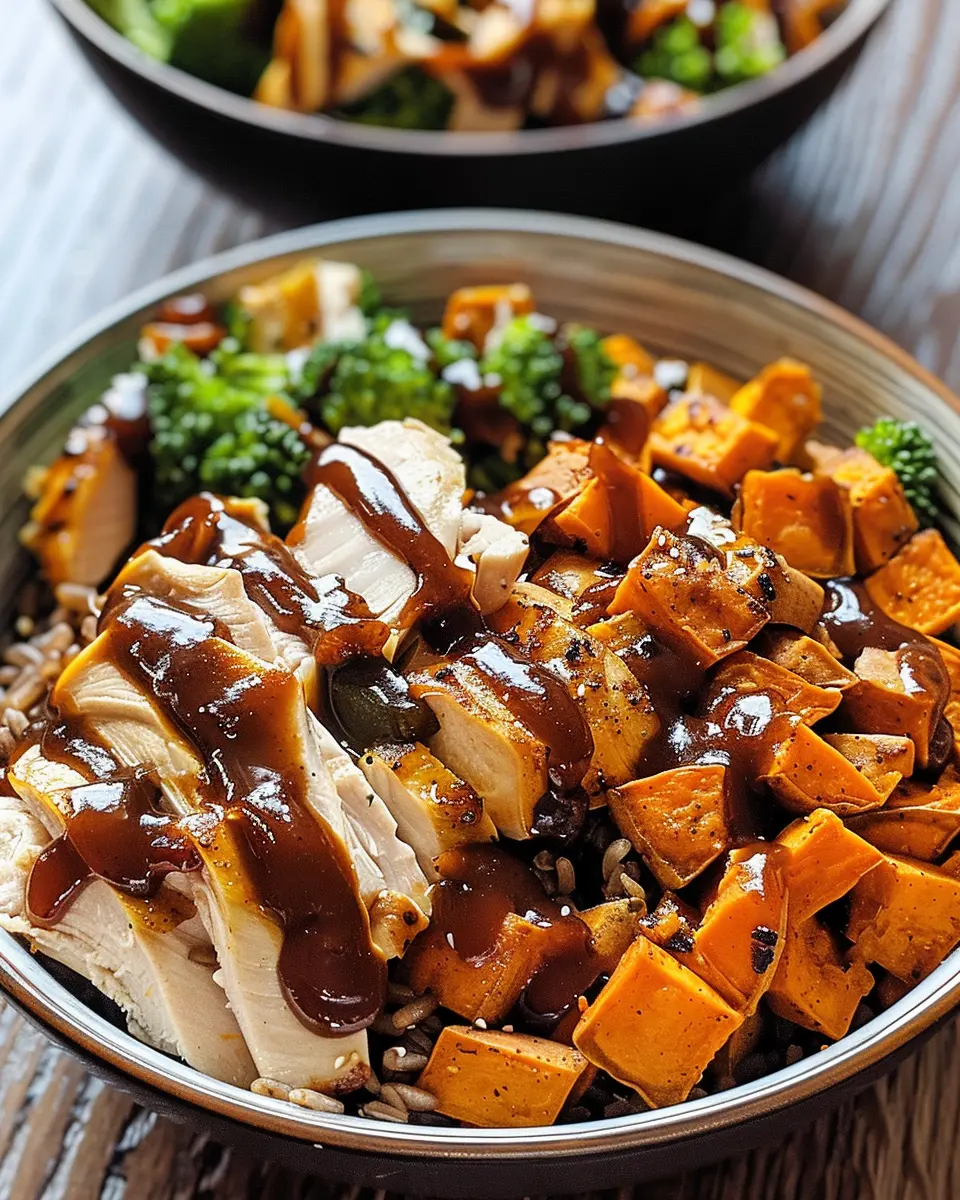 BBQ Chicken & Roasted Sweet Potato Bowls