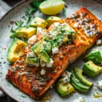 Baked Salmon with Avocado & Feta