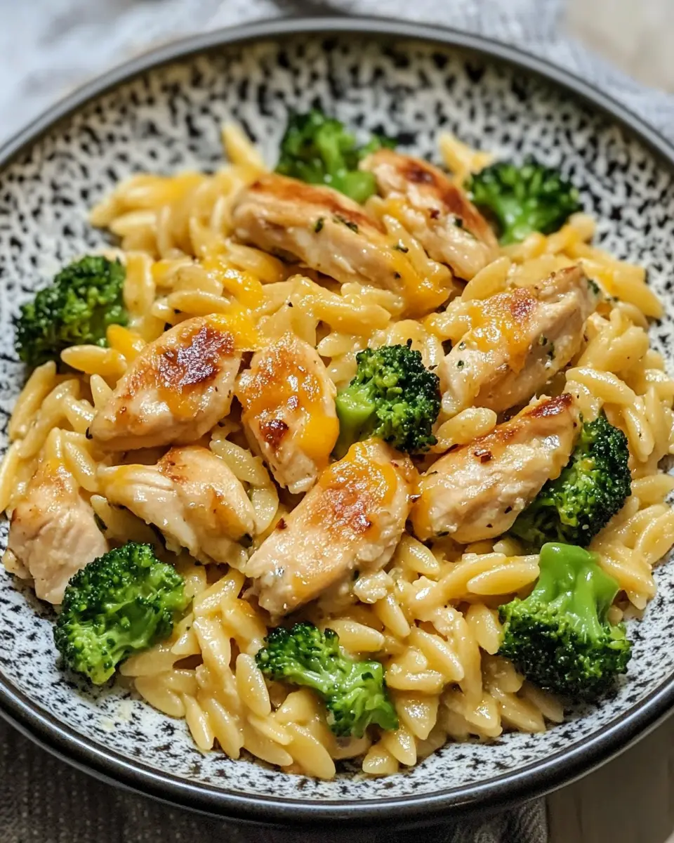 Broccoli Cheddar Chicken Orzo