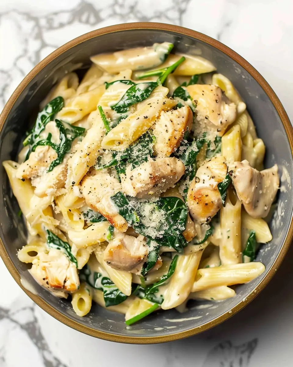 Creamy Chicken Spinach Pasta