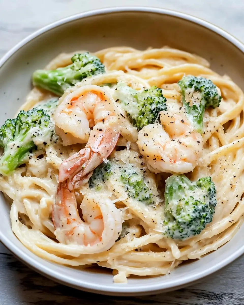 Easy Creamy Shrimp and Broccoli Pasta