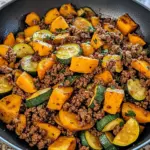 Ground Beef Zucchini Sweet Potato Skillet