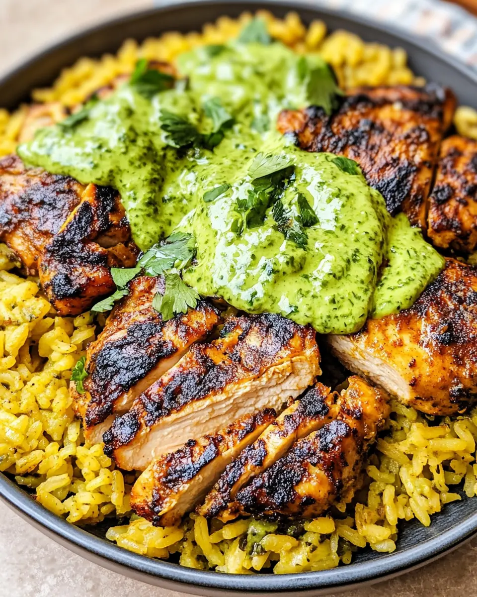 Peruvian Chicken & Rice with Green Sauce