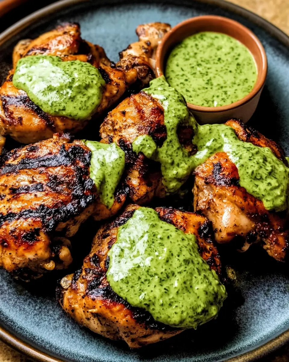 Peruvian Grilled Chicken with Creamy Green Sauce