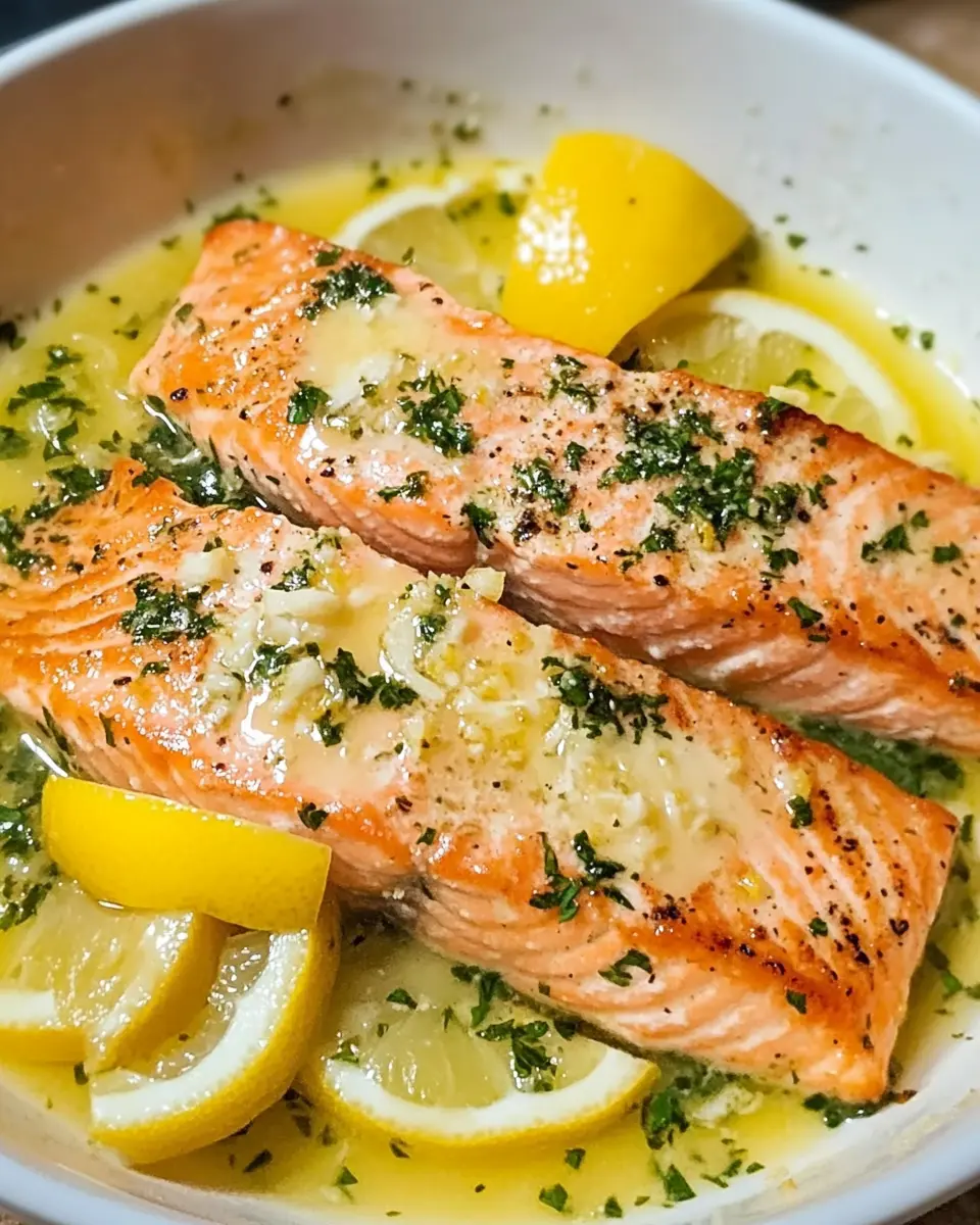 Salmon with Garlic Lemon Butter Sauce Recipe