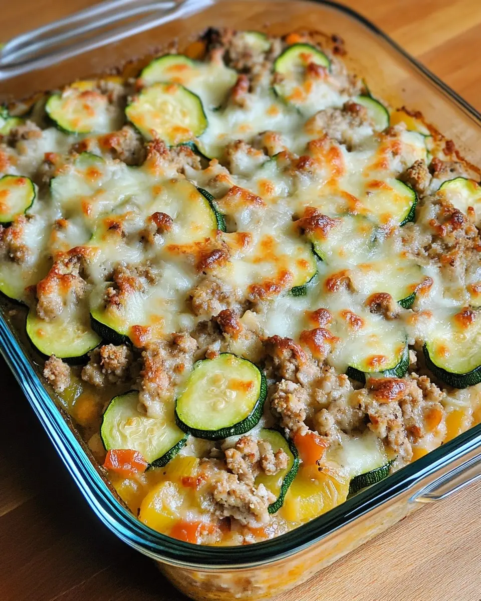 Savory Ground Turkey Zucchini Casserole