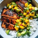 BBQ Salmon Bowls with Mango Avocado Salsa
