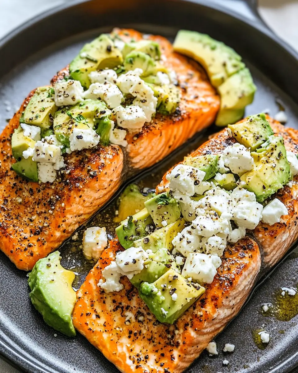 Baked Salmon with Avocado & Feta