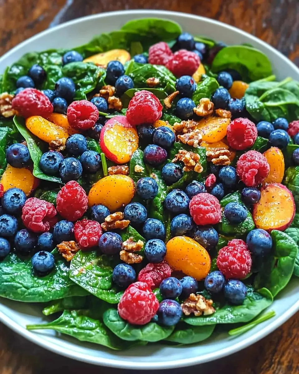 Berry Spinach Salad with Blueberries and Raspberries