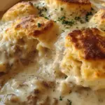 Biscuits Gravy Hashbrown Casserole