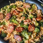 Chicken Sausage, Broccoli, and Orzo Skillet