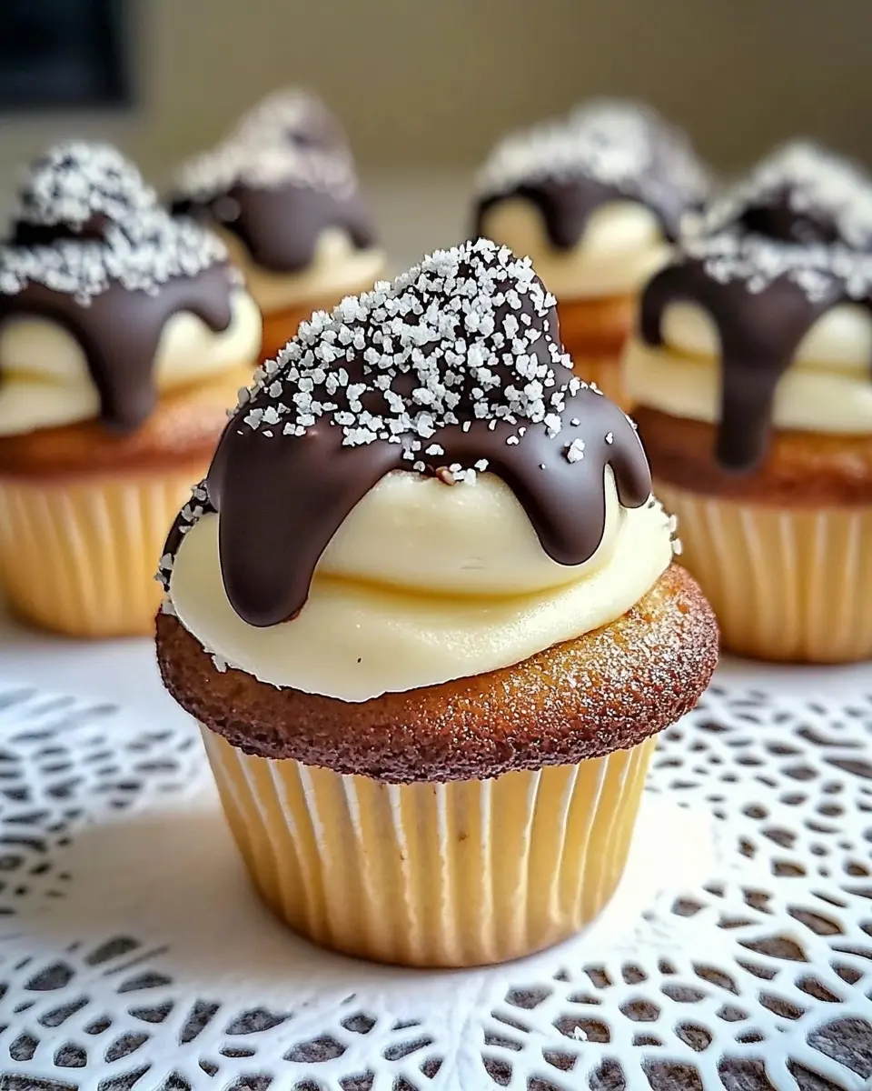 Chocolate Dipped Cannoli Cupcakes
