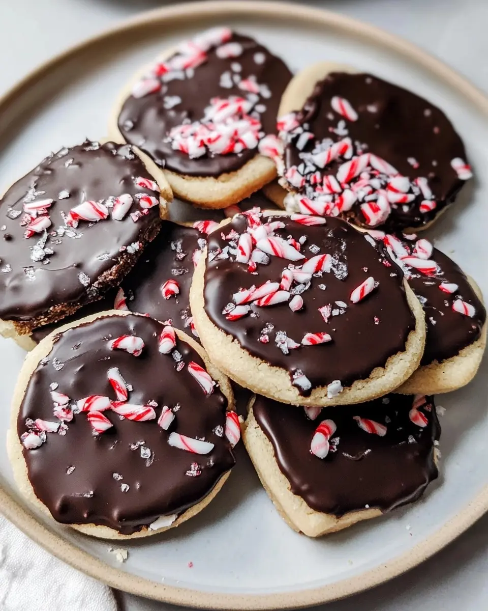 Chocolate Peppermint Shortbread Cookies