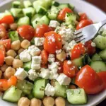 Easy Chickpea Cucumber Salad with Feta and Tomatoes