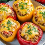 Easy Stuffed Bell Peppers with Ground Beef and Rice