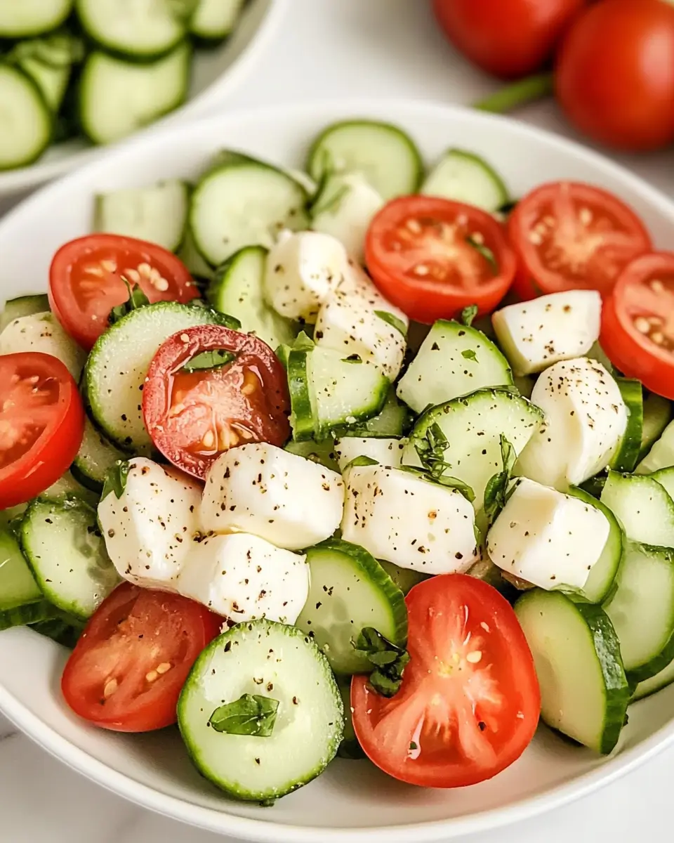Fresh Cucumber Caprese Salad