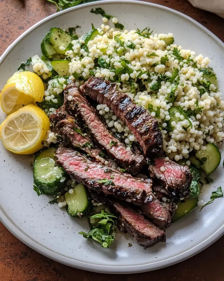 Grilled Skirt Steak with Lemon Herb Couscous Salad
