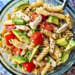 Healthy Chicken Pasta Salad with Avocado, Tomato
