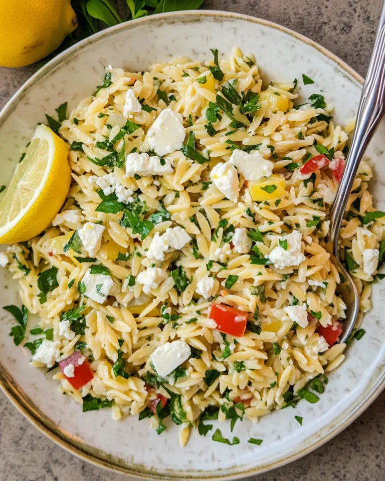 Healthy Lemon Orzo Salad With Feta