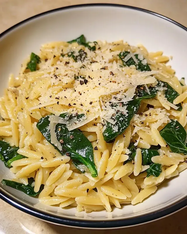 One-Pot Spinach Orzo with Parmesan
