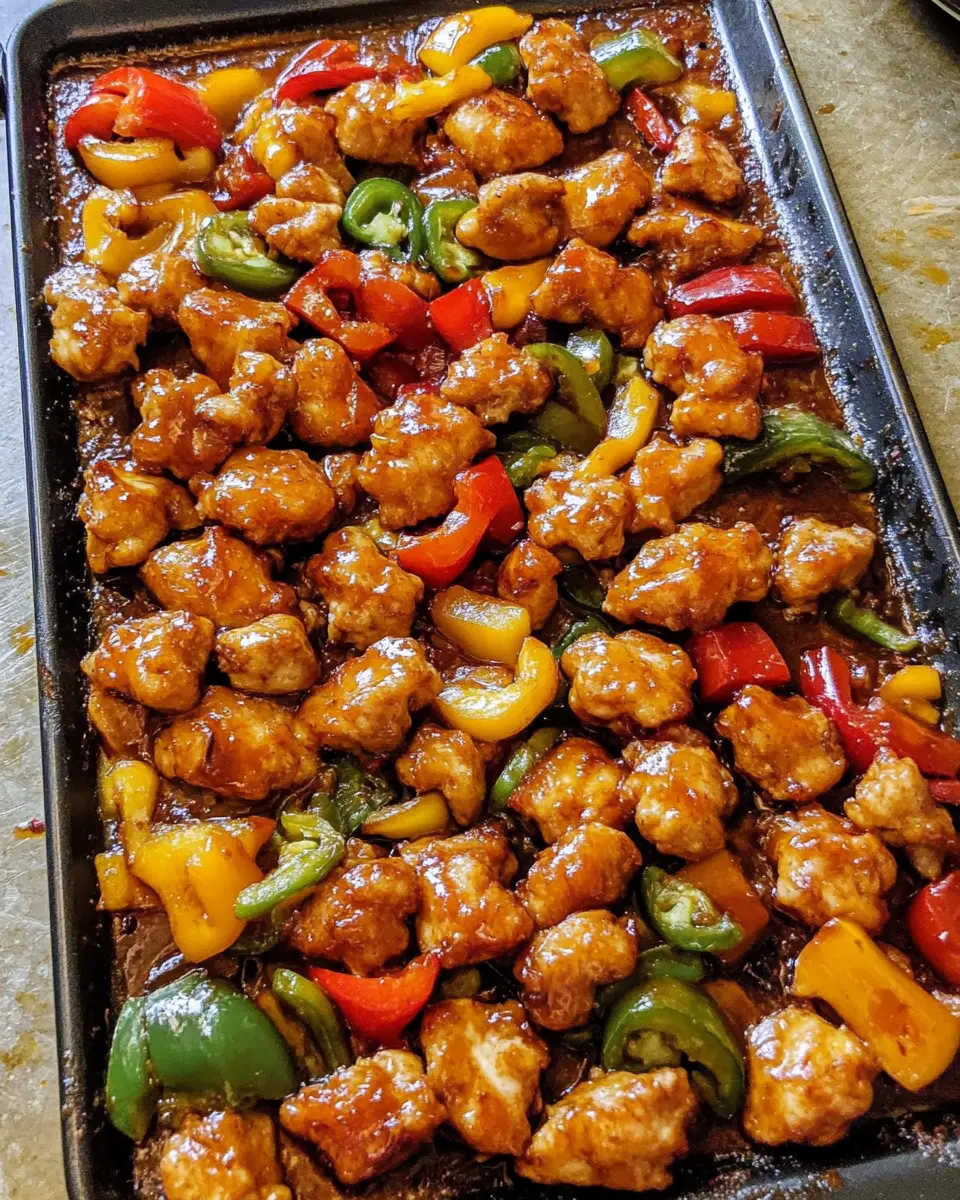 Sheet Pan Sticky Sweet and Sour Chicken