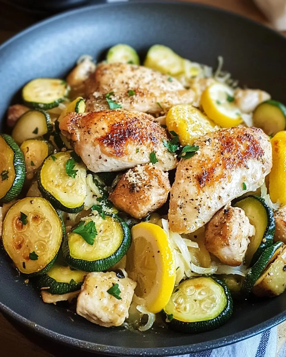 Skillet Lemon Parmesan Chicken with Zucchini