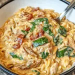 Slow Cooker Creamy Tuscan Chicken Orzo