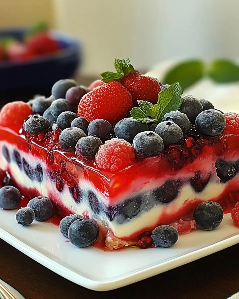 Summer Berry Jello Lasagna