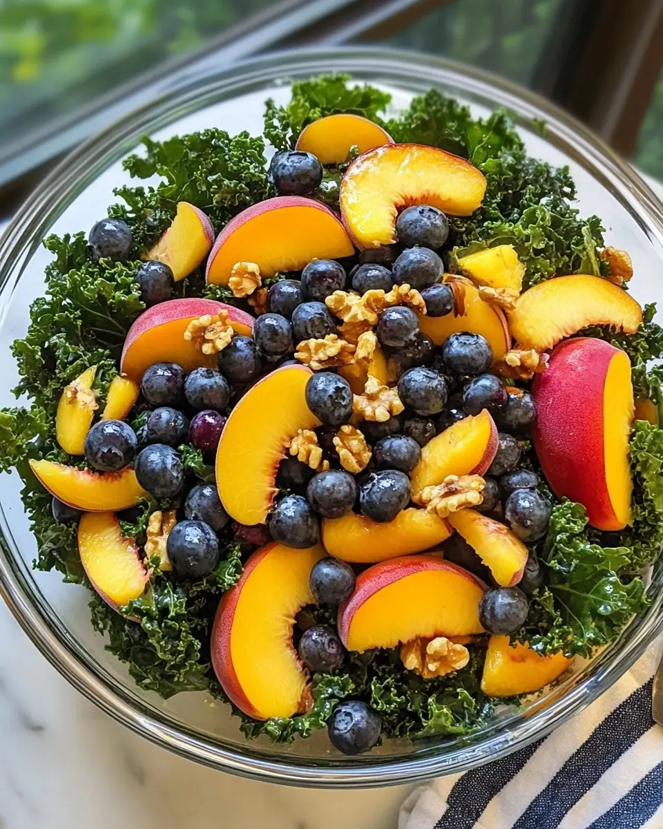 Summer Peach and Blueberry Kale Salad