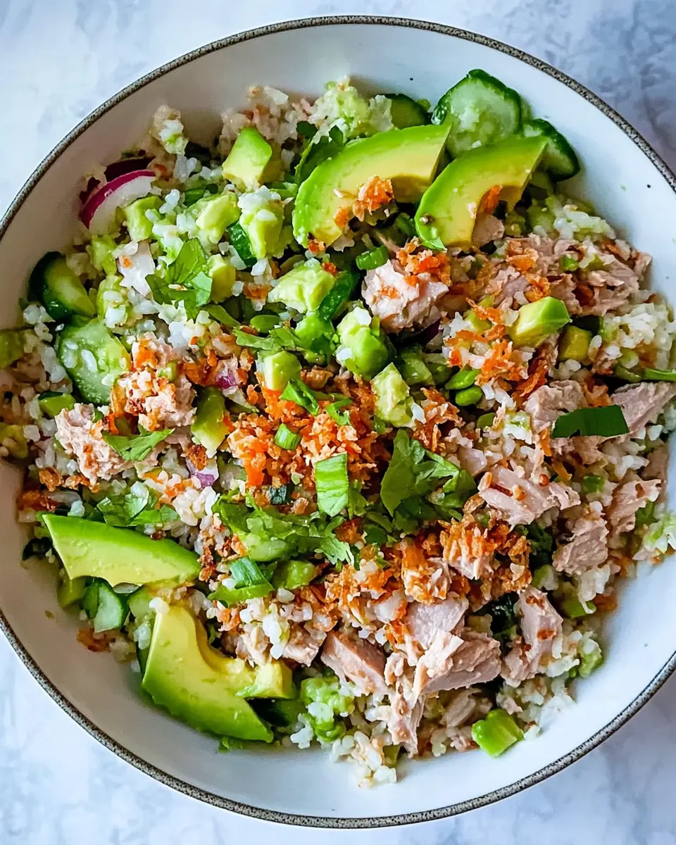 Tuna Avocado Crispy Rice Salad