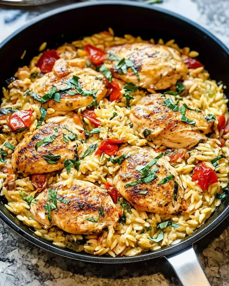 Tuscan Chicken and Orzo Skillet