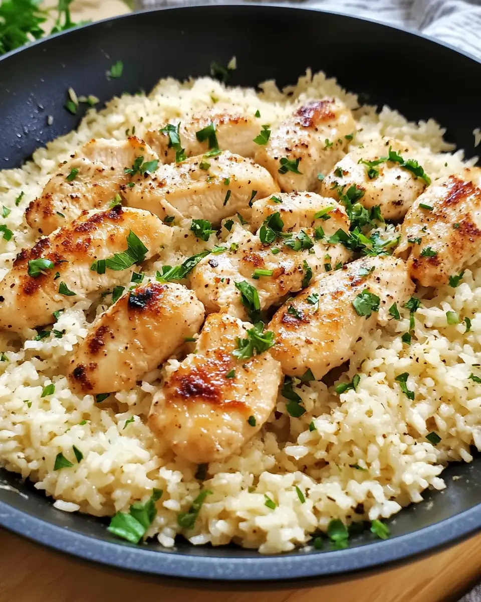Chicken Scampi with Garlic Parmesan Rice