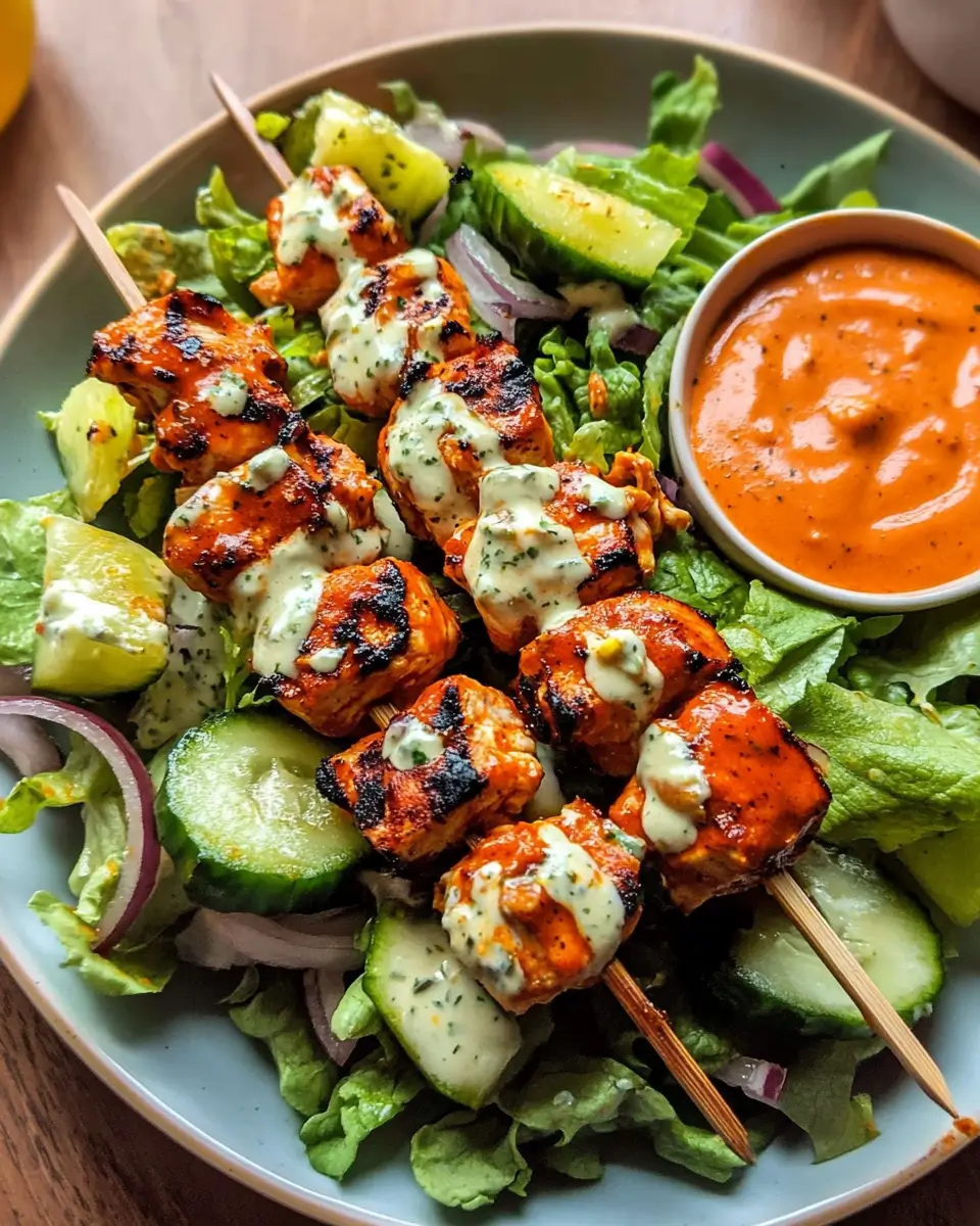 Chopped Buffalo Chicken Skewer Salad