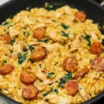 Creamy Chicken Sausage Orzo Skillet