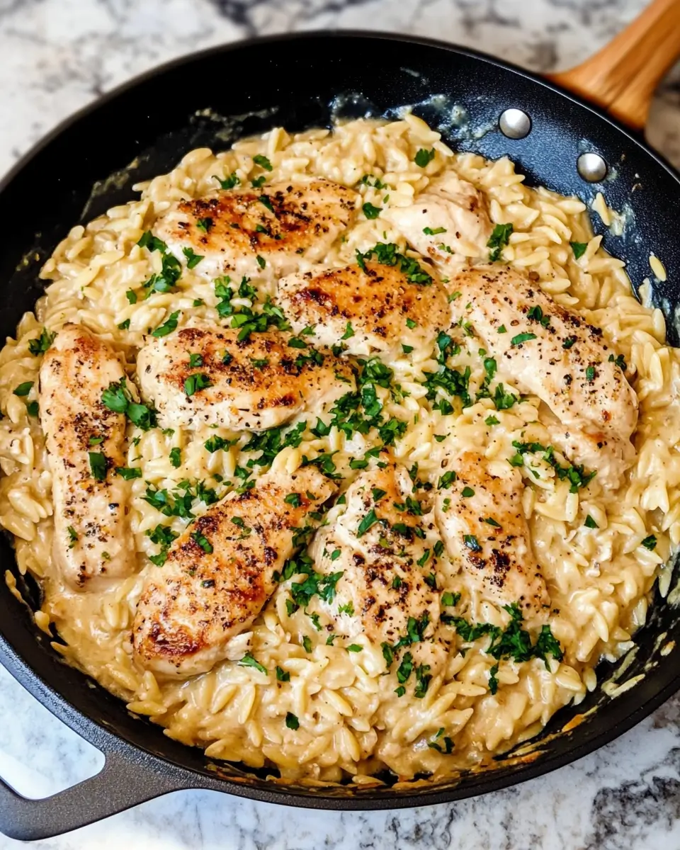 Creamy Parmesan Chicken Orzo Skillet