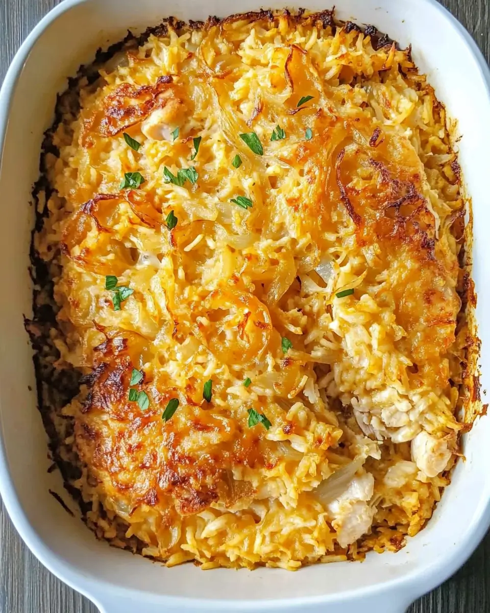 French Onion Chicken and Rice Bake