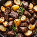 Garlic Butter Herb Steak Bites with Potatoes