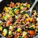 Ground Turkey Skillet with Zucchini, Black Beans and Tomatoes