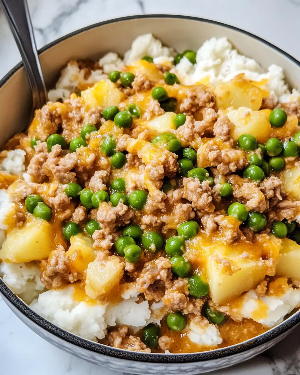 Ground Turkey with Potatoes and Spring Peas