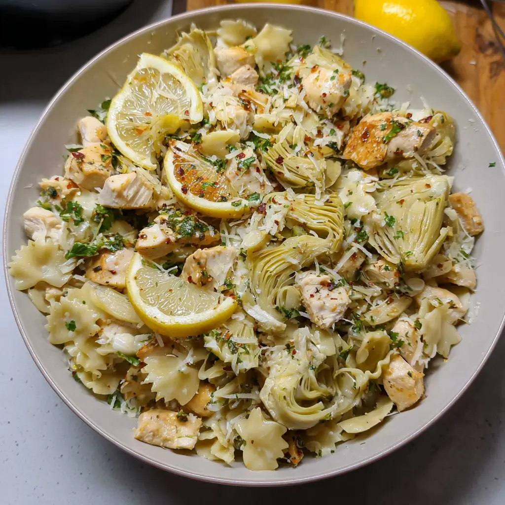 Lemon Chicken Artichoke Pasta Salad
