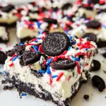No Bake Fireworks Oreo Cheesecake Bars